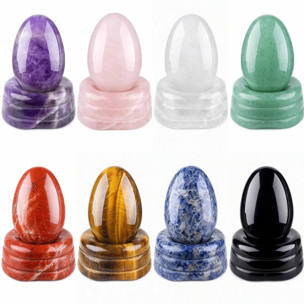 Polished Crystal Egg Matching Base 20X30mm Gemstone Healing Decor for Meditation, Crystal Collection & Spiritual
