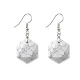 22mm Faceted Hexagon Natural Stone Dangle Earrings Healing Crystal Drop Hook Earrings for Women Men Gift