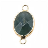 13x18mm Faceted Oval Gemstone Connectors Charms with Double Loops for DIY Jewelry Making #SP2053