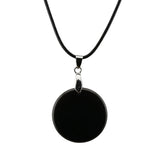 Natural Crystal Flat Round Disc Necklace, Genuine Gemstone Circle Coin Pendant, Minimalist Boho Healing Chakra Amulet with 18" Black Cord for Men & Women
