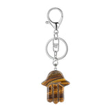 Spiritual Hamsa Hand Key Ring – Natural Stone Healing Amulet KC0671