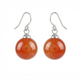 Women Gemstone Balls Drop Earring Healing Chakra Crystal 10MM Beads Dangle Earrings