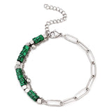 Natural Gemstone Heishi Bead Paperclip Chain Bracelet Stainless Steel Adjustable Layering Bracelet Women Fashion Jewelry #SB3163