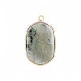 Gemstone Hexagonal Pendants for DIY Making Jewelry Luxury Gold Edge Crystal Stone Charms Women Gift #SP2059