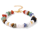 Wholesale Natural Gravel Stone Freshwater Pearl Bracelet Multi Color Crystal Beaded Bracelet Jewelry Gift for Women #SB3136
