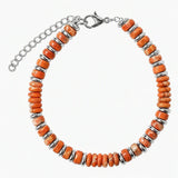 Natural Stone Disc Bead Silver Plated Bracelet Adjustable Chain Heishi Wheel Bead Gemstone Bracelet for Women #SB3142