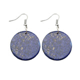Natural Crystal Flat Round Disc Earrings, Genuine Gemstone Circle Coin Dangle Earrings, Minimalist Boho Healing Chakra Drop Jewelry Gift for Women