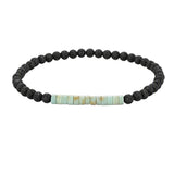 4mm Lava Rock Round Bead Bracelet Natural Stone Flat Disc Bead Stretch Bracelet Boho Crystal Jewelry for Women #SB3156