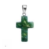 Natural Gemstone Cross Pendants 18x25mm Healing Crystal Stone Charms Handcrafted Spiritual Reiki Energy Protection
