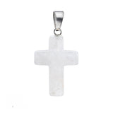 Natural Gemstone Cross Pendants 18x25mm Healing Crystal Stone Charms Handcrafted Spiritual Reiki Energy Protection