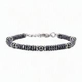 Hematite Heishi Disc Bead Bracelet 4MM Natural Multi‑Color Gemstone Accent Adjustable Unisex Stack Wrist Jewelry #SB3150