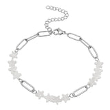 Natural Star Crystal Beaded Bracelet Stainless Steel Paperclip Chain Adjustable Multi‑Color Gemstone Bracelet Women Stacking #SB3162
