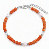 6MM Heishi Disc Stone Bracelet Freshwater Pearl Gold Adjustable Chain Boho Stackable Beaded Jewelry For Women #SB3137