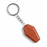 Natural Gemstone Coffin Keychain - Faceted Healing Crystal Gothic Key Ring & Bag Charm