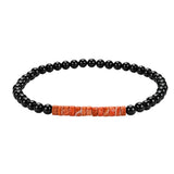 4MM Black Onyx Round Bead Stretch Bracelet Flat Heishi SpacerGemstone Bead Unisex Elastic Stackable Healing Wrist Jewelry #SB3156
