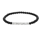 4MM Black Onyx Round Bead Stretch Bracelet Flat Heishi SpacerGemstone Bead Unisex Elastic Stackable Healing Wrist Jewelry #SB3156