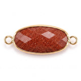 Faceted Oval Gemstone Connector Charms with Double Loops for Jewelry Making DIY Bracelet Necklace #SP2052