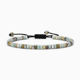 Dainty 4MM Gemstone Heishi Braided Bracelet Silver Accent Spacer Beads Handmade Woven Stackable Bracelet for Women #SB3151