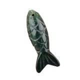 Handmade Craved Sculpted Fish Gemstone Pendant for Making Jewelry 15x40mm Stone Charm