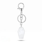 Natural Stone Coffin Keychain with Lobster Clasp Crystal Healing Gemstone Key Ring Bag Charm