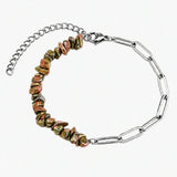 Healing Crystal Chips Stone Paperclip Link Bracelet Dainty Layering Handmade Bracelet Multiple Stone Options #SB3165