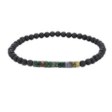 Matte Black Onyx 4mm Round Bead Bracelet Heishi Spacer Stone Bead Unisex Elastic Stackable Healing Crystal Wrist Jewelry #SB3156