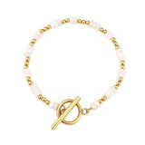 4MM Natural Stone Heishi Disc Bracelet Gold OT Toggle Clasp Dainty Stackable Boho Crystal Beaded Bracelets Women Jewelry #SB3147G