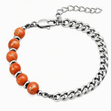 8MM Natural Stone Bead Stainless Steel Curb Chain Bracelet Unisex Healing Crystal Adjustable Men Women Stackable Jewelry #SB3152