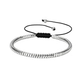 4MM Hematite Flat Tube Bead Braided Bracelet Adjustable Macrame Sliding Knot Bracelet Multi Color Hematite Beads Woven Bracelet