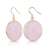Natural Stone Round Dangle Earrings 30mm Gemstone Crystal Drop Jewelry Gold Plated Hooks #PE2060