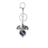 Gothic Winged Dragon Crystal Sphere Keychain, Natural Gemstone Chakra Healing Ball Key Ring, Vintage Pterosaur Bag Charm Pendant for Men & Women