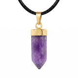 Natural Crystal Hexagonal Bullet Stone Necklace Mini Point Pendant Gold Color Chain Jewelry Women Healing Chakra Choker