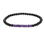 4MM Black Onyx Round Bead Stretch Bracelet Flat Heishi SpacerGemstone Bead Unisex Elastic Stackable Healing Wrist Jewelry #SB3156