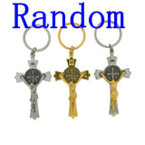 Fashion Jewelry Religious Charms Key Ring Custom Stainless Steel Cross Jesus Christ Crucifix Pendant Keychain for Women Men