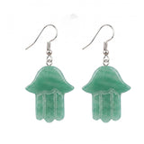 Hamsa Hand Natural Crystal Dangle Earrings Lucky Evil Eye Drop Earrings Spiritual Healing Jewelry For Women Daily Wear PE0671