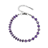 6MM Heishi Disc Spacer Round Bead Gemstone Bracelet Silver Chain Adjustable #SB3145