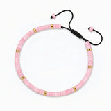 4MM Natural Stone Heishi Disc Braided Bracelet, Gold Spacer Bead Adjustable Woven Boho Stackable Bracelet for Women #SB3151