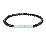 4MM Black Onyx Round Bead Stretch Bracelet Flat Heishi SpacerGemstone Bead Unisex Elastic Stackable Healing Wrist Jewelry #SB3156