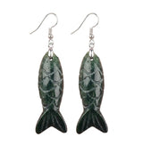 Hand Carved Natural Gemstone Fish Earrings for Women Crystal Dangle Earrings with Hypoallergenic Hooks Healing Stone Jewelry