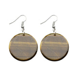 Natural Crystal Flat Round Disc Earrings, Genuine Gemstone Circle Coin Dangle Earrings, Minimalist Boho Healing Chakra Drop Jewelry Gift for Women