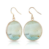 Natural Stone Round Dangle Earrings 30mm Gemstone Crystal Drop Jewelry Gold Plated Hooks #PE2060