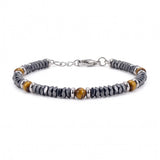 Hematite Heishi Disc Bead Bracelet 4MM Natural Multi‑Color Gemstone Accent Adjustable Unisex Stack Wrist Jewelry #SB3150