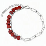 6MM Heart Shape Gemstone Paperclip Chain Bracelet Stainless Steel Adjustable Dainty Stackable Women Jewelry #SB3164