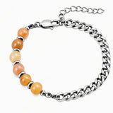 8MM Natural Stone Bead Stainless Steel Curb Chain Bracelet Unisex Healing Crystal Adjustable Men Women Stackable Jewelry #SB3152