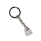 Healing  Chakra Crystal Pendant Keychain for Bag  Silver Cap  Irregular Rough Tumbled Stone Key Chain Decor & Making Jewelry