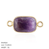 Rectangle Stone Connector Faceted Double Loop Links Pocket Healing Reiki Chakra Decor DIY Jewelry Making #SP2047