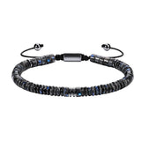 6MM Natural Stone & Hematite Disc Bead Adjustable Bracelet Macrame Slide Closure Unisex Healing Crystal Jewelry Men Women #SB3154