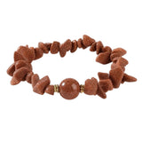 Handmade Natural Irregular Chip Stone Bracelet Elastic 10MM Round Gemstone Bead for Women #SB3160