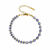 6MM Heishi Disc Spacer Round Bead Gemstone Bracelet Gold Chain Adjustable #SB3145