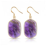 Natural Stone Dangle Earrings Gold Plated Crystal Charms Hook for Women Fashion Drop Ear Jewelry Making #PE2059